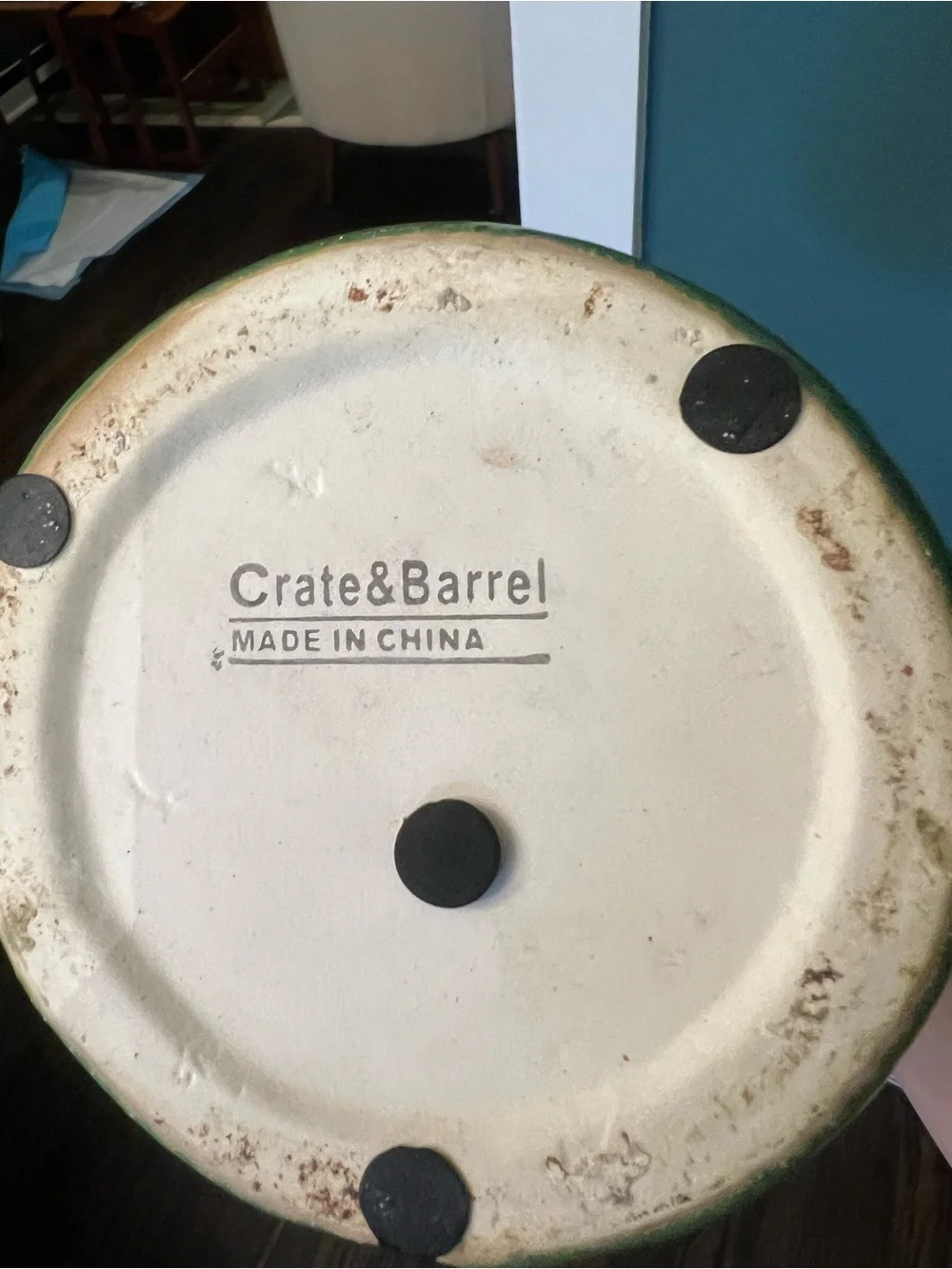 Crate and Barrel Green Textured Ceramic Vase